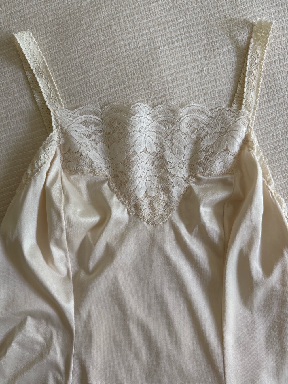 Vintage Cream Lace-Trim Slip Tank